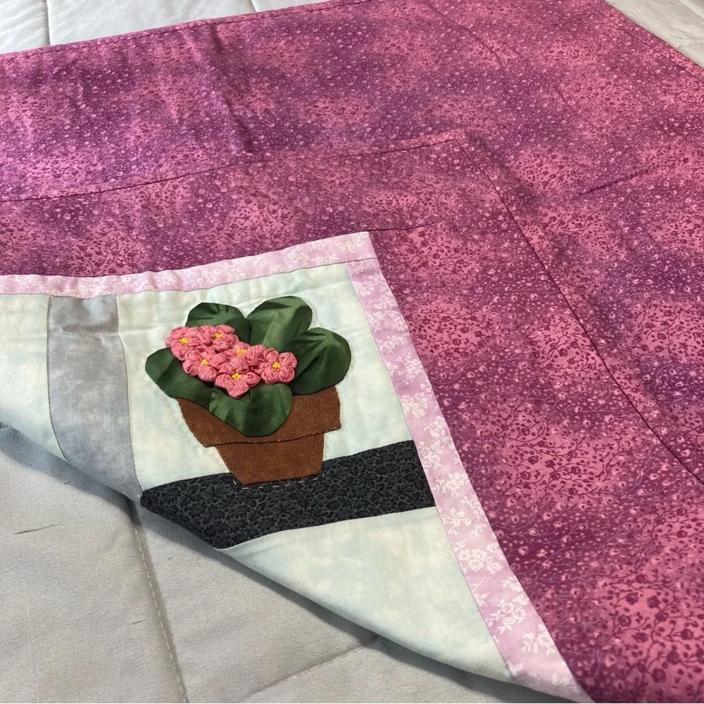 Handmade Quilted Potted Plants Wall Hanging Quilt 29 x 28 inches